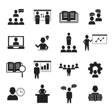 Lecture Class Icons Set Illustration Illustrazione stock