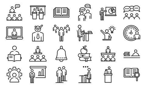 Lecture class icons set, outline style Illustrazione stock