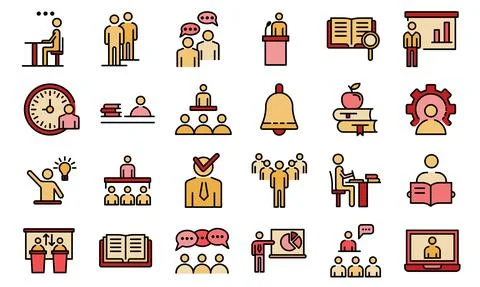 Lecture class icons vector flat Illustrazione stock
