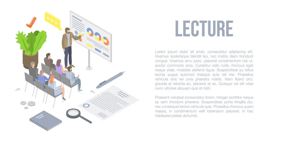 Lecture concept background, isometric style 库存插图