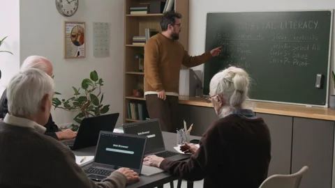 Lecture on Digital Literacy for Seniors Stock Footage 333707873