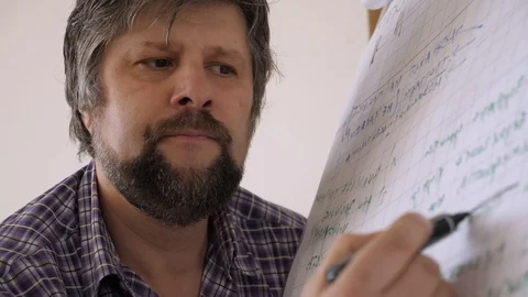 Lecture explaining theory scheme. Teacher at school university college. Tutor Stock-Footage 102971087