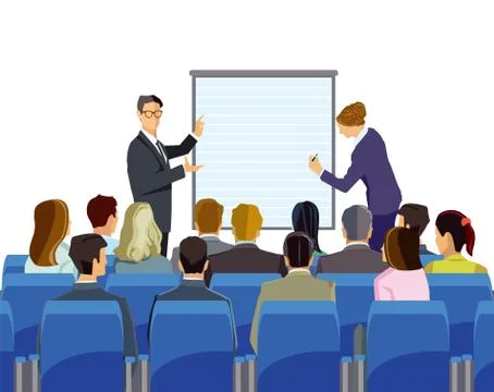 Lecture in front of a group of people Stock Illustration