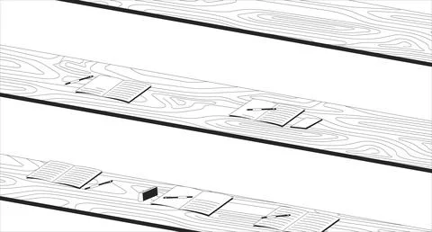 Lecture hall empty black and white line illustration Illustrazione stock