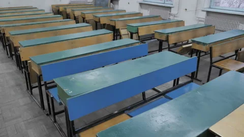 Lecture Hall With Rows Of Desks And Chairs Stock Footage 151134152