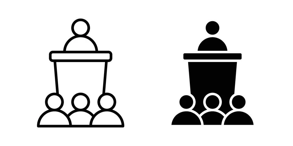 Lecture icon linear versions pack on white background Illustrazione stock