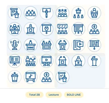 Lecture Modern Vector Collection with 28 Bold Line 64x64 Detail Enhanced Icon Stock Illustration