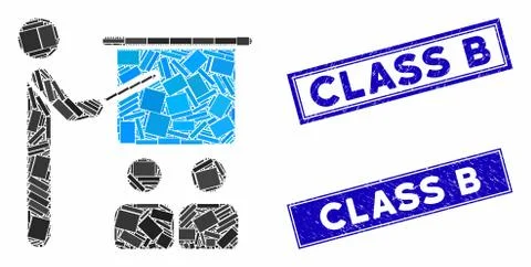 Lecture Mosaic and Grunge Rectangle Class B Stamp Seals Illustrazione stock