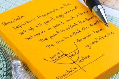 Lecture Notes in Mathematics. Parabolas and quadratic theory. 写真素材