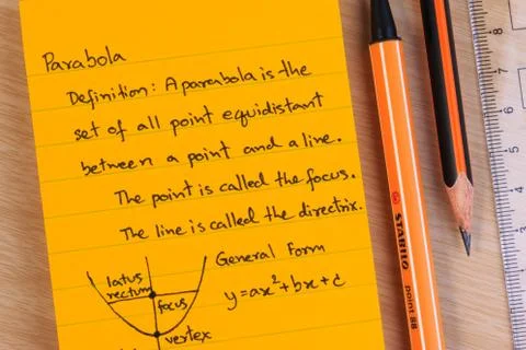 Lecture Notes in Mathematics. Parabolas and quadratic theory. 写真素材