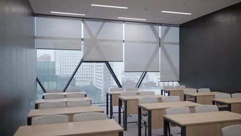 Lecture room, with panoramic windows Stock Footage 302473522