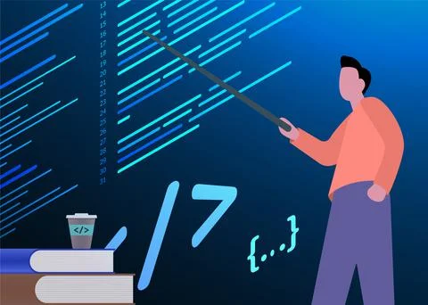 Lecture on teaching functional and object-oriented programming languages Illustrazione stock