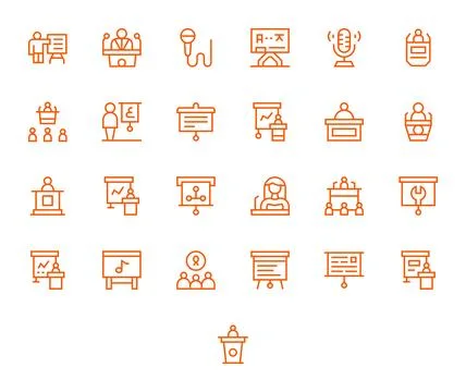 Lecture Vector Icon Arsenal with 25 Retina Ready Regular Line PIXEL Perfect.. Stock Illustration