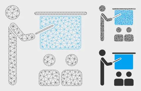 Lecture Vector Mesh Network Model and Triangle Mosaic Icon 스톡 일러스트
