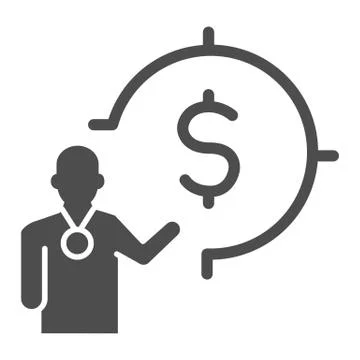 Lecturer and target with dollar solid icon, presentation concept, Leader イラスト素材