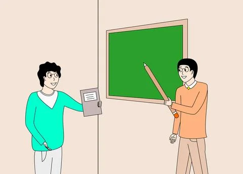 Lecturer is explaining to the students Stock Illustration