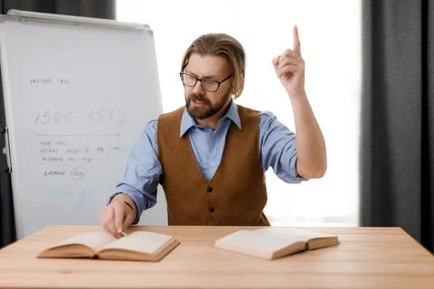 Lecturer having online tutorial Stock Photos