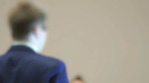 Lecturer shows presentation on projective screen on a business conference 스톡 동영상 67118376