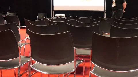 Lecturer speaking in empty auditorium Stock-Footage 74726719