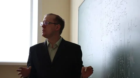 Lecturer at the university leads the lesson Stock Footage 61755428