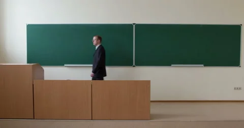 Lecturer at the university leads the lesson Stock Footage 61758596