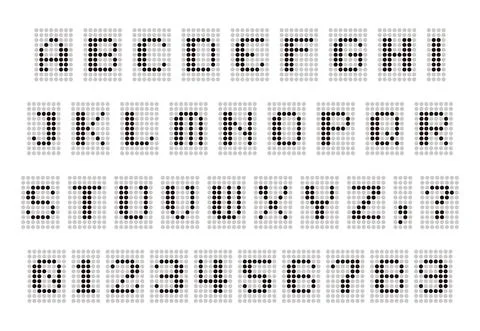Led alphabet and number, vector illustration Stock Illustration