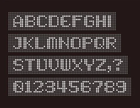 Led alphabet and number, vector illustration Stock Illustration