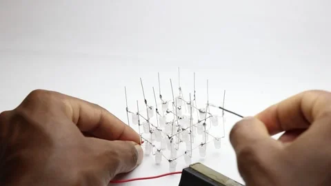LED are being tested to check its working to build some creative electronics Stock Footage 172129668