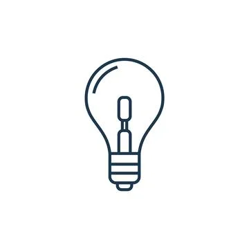 LED bulb line icon. Light flashlight led vector economic energy idea logo Stock Illustration