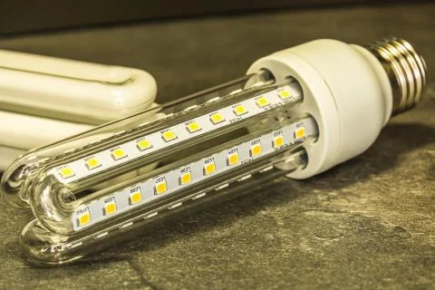 LED bulb in shape similar to a saving CFL bulbs Fotos Stock
