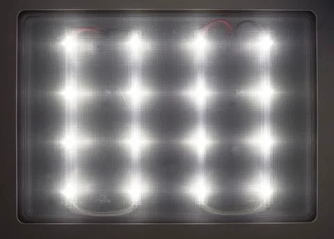 LED bulbs on the ceiling of the elevator Stock Photos