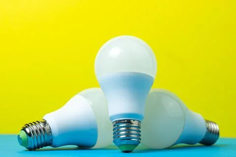 LED bulbs on a colored background Stock Photos