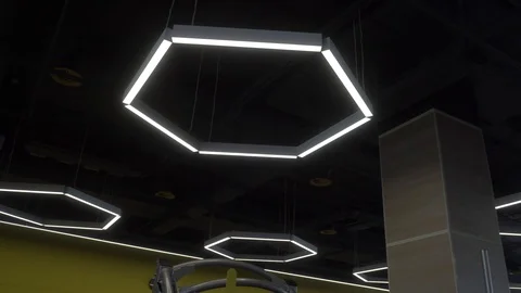 LED chandeliers in the gym Stock Footage 115054561