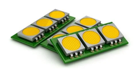 LED chip panels over white, 3D illustration Illustrazione stock