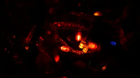 Led Christmas lights on artificial tree Stock Footage 129582374