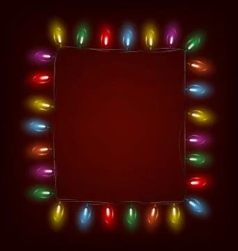 Led Christmas lights like frame on red Stock-Illustration