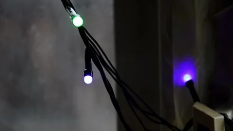 Led Christmas lights on window Stock Footage 246732152