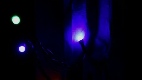 Led Christmas lights on windowsill Stock Footage 246751172