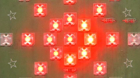 LED circuit board pulsing red lights loop Printed Conductor Computer Part Device Stock-Footage 793953