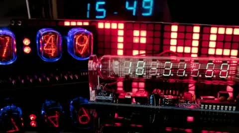 Led clock collection, nixie numbers Stock Footage 21765482