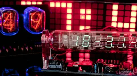 Led clock collection, nixie numbers Stock Footage 21810817