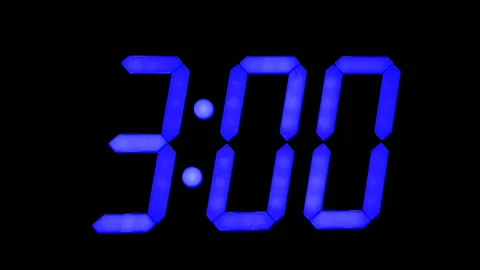 LED clock display with large blue numbers 스톡 동영상 120521261