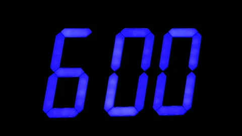 LED clock display with large blue numbers Stock Footage 120521345