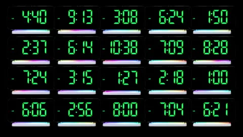 Led clocks in stop motion Stock Footage 284322663