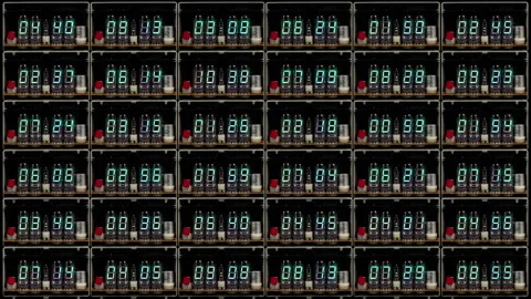Led clocks in stop motion Stock Footage 284736900