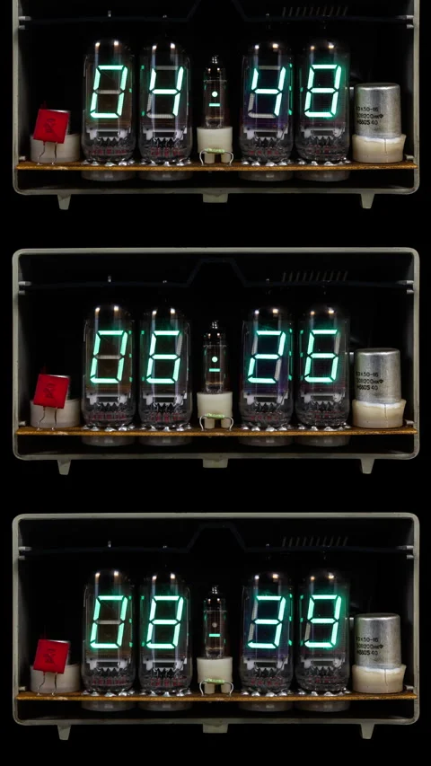 Led clocks in stop motion in vertical Stock Footage 284739034