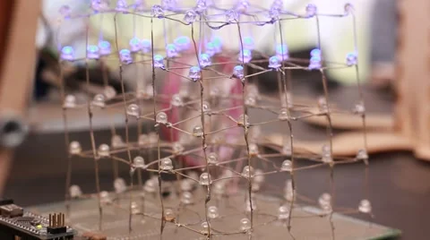 LED cube with flashing lights Stock Footage 63503554