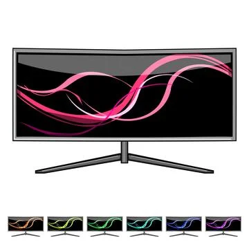 Led curved screen cartoon vector graphic Stock Illustration