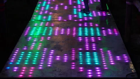 LED dance floor at night Stock Footage 326328400