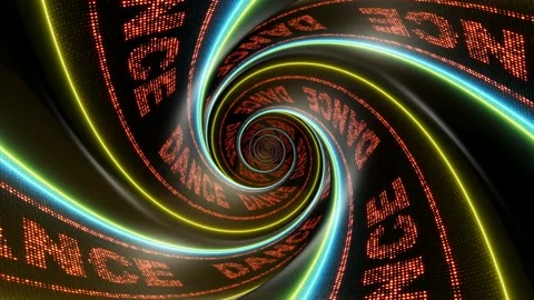 Led Dance Text and Music Equalizer on the Tunnel Wall, Animation, Loop Vídeos de archivo 222996855